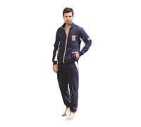 Sweet Years Tuta Homewear Uomo in French Terry, per Mezze Stagioni Vari Modelli Maschile, Ideale per La Primavera/Autunno E Estate (IT, Testo, XXL, Regular, Regular, SY602F-Blu)