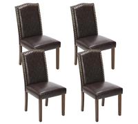 Sweetcripy - Set di 4 sedie da pranzo di alta qualità, imbottite, in pelle, con bordo a chiodo e gambe in legno, sedie per sala da pranzo e cucina, per camera da letto, soggiorno, sala da pranzo