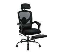 Sweetcrispy Büro-Computer-Schreibtisch Stuhl Gaming per Adulti, High Back Mesh Rolling Reclining Sedie con Ruote, Supporto Lombare, Braccia comode, Metallo, Nero, Standard