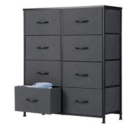 Sweetcrispy Cassettiera, credenza soggiorno per camera da letto con 8 cassetti in tessuto, con piedini regolabili, grigio