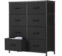Sweetcrispy Cassettiera, credenza soggiorno per camera da letto con 8 cassetti in tessuto, con piedini regolabili, colore nero