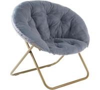 Sweetcrispy Comoda sedia pieghevole in finta pelliccia per soggiorno, lettura, salotto con seduta imbottita morbida e spessa e struttura in metallo, stile moderno, per camera da letto per bambini e
