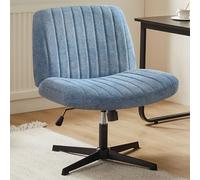 Sweetcrispy Criss Cross - Sedia con gambe senza braccia, sedia da ufficio senza ruote, girevole e ampia seduta regolabile in altezza, per computer Task Chair, Fabric Vanity Modern Home Sedia Blu