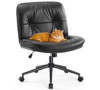 Sweetcrispy Criss Cross - Sedia da ufficio, senza braccioli, girevole regolabile in pelle sintetica con imbottitura spessa, sedia da ufficio ergonomica con ruote per tavolo da toeletta moderna e
