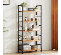 Sweetcrispy Libreria a 5 ripiani, moderna libreria ad angolo, organizer per garage, CD, film, adatta per casa, ufficio, camera da letto, cucina, soggiorno, marrone