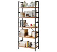 Sweetcrispy Libreria a 5 ripiani, moderna libreria ad angolo, organizer per garage, CD, film, adatta per casa, ufficio, camera da letto, cucina, soggiorno, marrone