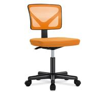 Sweetcrispy Mid-Back Swivel Mesh - Sedia da ufficio con seduta imbottita, regolabile in altezza, ergonomica, per ufficio, studio, camera da letto, colore: Arancione chiaro