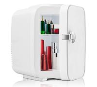 Sweetcrispy Mini frigorifero portatile piccolo 4 l/6 lattine refrigeratore e riscaldatore frigorifero compatto per la cura della pelle, alimenti e bevande, piccolo frigorifero per camera da letto,