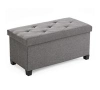 Sweetcrispy Panca con vano portaoggetti, panca con gambe, 76 x 38 x 38 cm, pieghevole, contenitore con coperchio, portata fino a 300 kg, per soggiorno, camera da letto, corridoio, grigio scuro