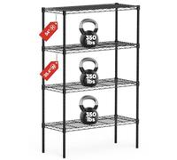 Sweetcrispy Scaffale a 4 ripiani, regolabile in filo metallico, resistente, organizer per cucina, armadio, dispensa, garage, bagno, lavanderia (35,1 x 89,9 x 137,2 cm (diametro x larghezza x altezza)