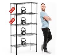 Sweetcrispy Scaffale a 5 ripiani, regolabile in filo metallico, resistente, organizer per cucina, armadio, dispensa, garage, bagno, lavanderia (35,1 x 89,9 x 176 cm (diametro x larghezza x altezza)