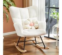 Sweetcrispy Sedia a dondolo, Teddy imbottito Glider Rocker con schienale alto, poltrona da lettura moderna altalena accento sedie Glider Recliner per soggiorno, camera da letto