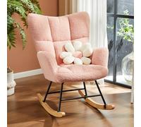 Sweetcrispy Sedia a dondolo, Teddy imbottito Glider Rocker con schienale alto, poltrona da lettura moderna altalena accento sedie Glider Recliner per soggiorno, camera da letto