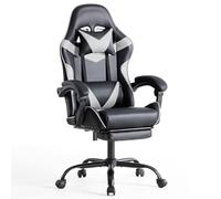 Sweetcrispy Sedia da gaming, con poggiapiedi, poggiatesta lombare, ergonomica, in policarbonato, altezza regolabile, colore bianco