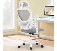 Sweetcrispy Sedia da scrivania per computer da ufficio, ergonomica, con schienale alto, in rete, con ruote e poggiatesta regolabili, comodo supporto lombare, comodi braccioli ribaltabili per casa