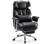 Sweetcrispy Sedia da scrivania per ufficio e casa, ergonomica, con schienale alto e poggiapiedi e supporto lombare, reclinabile in altezza, comoda pelle ecologica in poliuretano, con ruote girevoli