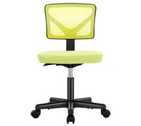 Sweetcrispy Sedia da scrivania senza braccioli, piccola sedia da ufficio con ruote, schienale basso in rete, con supporto lombare e ruote, altezza regolabile a 360°, sedia girevole per computer senza