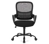 Sweetcrispy - Sedia da ufficio ergonomica, con supporto lombare, braccioli regolabili, sedia da ufficio regolabile in altezza, adatta per ufficio e camera da letto (nero)