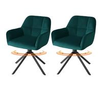 Sweetcrispy Set di 2 Sedia da Pranzo Velluto, Girevole a 360°, Sedie per Cucina, Sedia Camera da Letto Postazione Trucco, Capacità di Carico fino a 120 kg, Poltroncine, Verde Scuro