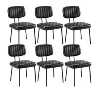 Sweetcrispy Set di 6 sedie da pranzo, imbottite, moderne, stile metà secolo, per cucina, sala da pranzo, con seduta in ecopelle e gambe in metallo, per cucina e soggiorno, colore: nero