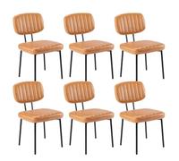 Sweetcrispy Set di 6 sedie da pranzo, imbottite, moderne, stile metà secolo, per cucina, sala da pranzo, con seduta in ecopelle e gambe in metallo, per cucina e soggiorno, colore: marrone