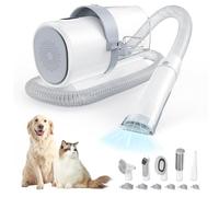 Sweetcrispy Set sottovuoto professionale per la cura degli animali domestici con rasoio per cani senza fili a basso rumore, tazza da 2,5 l, 3 modalità di aspirazione e 5 strumenti per la cura del pelo