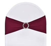 SweetEver - Set di 50 fasce elastiche per sedia in elastan, per matrimoni, feste, banchetti, decorazione per sedia con fibbia, per fidanzamento, evento, compleanno, laurea, riunione, bordeaux