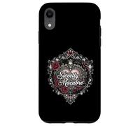 Sweetly Macabre Gothic Skull Bat Roses Floral Heart Design Custodia per iPhone XR