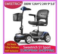 Sweetrich S1 Sport Scooter elettrico pieghevole 300W 24V 12V 9*3.0 "Pneumatici pieghevoli E-scooter con sedile girevole per anziani 6 km/h