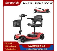 Sweetrich S2 Scooter elettrico 250W 24V 12Ah 7.5*2.0 "Pneumatici Anziani Mobilità E-scooter Sedia girevole Luce a LED 136 kg Carico Rosso