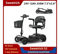 Sweetrich S2 Scooter elettrico 250W 24V 12Ah 7.5*2.0 "Pneumatici Anziani Mobilità E-scooter Sedia girevole Luce a LED Carico 136 kg Nero