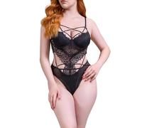 SweetShiver Body Sexy Donna in Pizzo Trasparente - Lingerie Intera con Ferretto, Bretelle Regolabili e Calze - Intimo Babydoll Schiena Scoperta Elegante Completino sexydonna