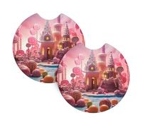 SweetsPrinted - Sottobicchieri per auto, decorazione per la casa, confezione da 2, diametro 6,9 cm
