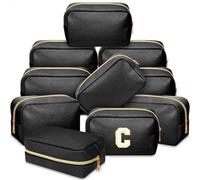 Sweetude 10 trousse preppy per cosmetici, regalo per damigella d'onore, matrimonio, addio al nubilato, bomboniere, fai da te, in pelle PU, piccola borsa per il trucco impermeabile, per donne e ragazze