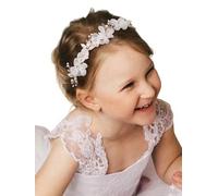 SWEETV Accessorio per capelli in argento con fiori, per matrimonio, comunione, per ragazze, con cristalli, accessorio per capelli per feste di compleanno, prima comunione