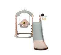 Sweety Toys 12701-Set da Gioco 3 in 1 con Altalena e Scivolo, canestro da Basket con Design Torre Eiffel, Colore Rosa/Grigio, 1