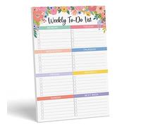 Sweetzer & Orange Blocco note settimanale floreale per lista delle cose da fare. Agenda settimanale magnetica con agenda giornaliera. Pianificatore giornaliero 2025 da 22,9 x 15,2 cm, diario per