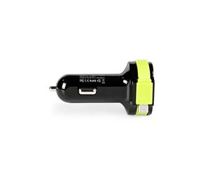 Sweex, Caricabatterie da auto 3 uscite USB 6A con cavo piatto 26cm, Nero