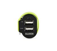 Sweex NEDIS Caricabatteria da Auto 3-Outputs 6 A 2 x USB/Micro USB Nero/Verde