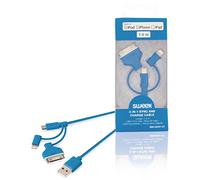 Sweex smca 0331 - 07 3-in-1 di Ricarica e Cavo Dati, USB 2.0 A Micro B Maschio con Adattatore Lightning e Adattatore per Dock 30 Pin, 1 m, Colore: Blu