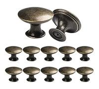 SWEGAS 12 manopole vintage anticate con bottone, 30 mm, in ottone, rotonde, vintage, per armadio, cassetto, cucina, bagno, casa, ufficio, accessori per mobili (bronzo)