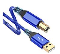 sweguard Cavo per stampante, 3 m, USB 2.0, da USB-A a USB-B, in nylon intrecciato ad alta velocità, per stampanti HP, Canon, Dell, Epson, Brother, Lexmark, Xerox, Samsung, Pianoforte, DAC e altri