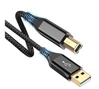 sweguard Cavo per stampante, 5 m, da USB A a USB B, in nylon intrecciato ad alta velocità, cavo MIDI USB 2.0 per HP, Canon, Brother, Dell, Epson, Samsung, Pianoforte, Lexmark, DAC e altri