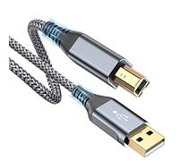 sweguard Cavo per stampante, 5 m, USB 2.0, Midi Cord USB-A a USB-B, in nylon intrecciato ad alta velocità, per stampanti HP, Canon, Dell, Epson, Brother, Lexmark, Xerox, Samsung, Pianoforte, DAC e