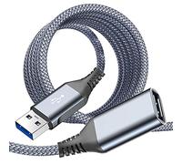 sweguard Cavo Prolunga USB 3.0 [3M] Cavo Prolunga Maschio A Femmina A 5Gbps Nylon per Computer, Disco Rigido Esterno, Stampante, Mouse, Tastiera,Chiavetta/Hub USB, Fotocamera-grigio