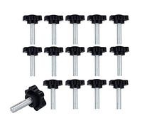 Sweieoni Manopola Filettata M6 x 40MM 12 Pezzi Manopole Filetto Maschio Filettato Lmpugnature Testa Pomello Plastica Manopola di Bloccaggio a Forma di Stella Vite per Macchina Utensili,Nero