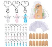 Sweieoni Portachiavi Angelo Set di 30 Ciondolo Angelo Custode Angioletti Bomboniere Battesimo per Matrimonio Natale Comunione Ciondolo Regalo con Sacchetto in Organza et Tag di Carta Kraft