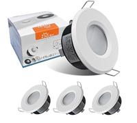 Sweier 4 Pack Faretti a Soffitto IP65 Impermeabili Base GU10 - Bianco Led da Soffitto, Alluminio Pressofuso Antiriflesso, Taglio 68mm, per Bagno Cucina Esterno Interno (Lampadine Escluse)