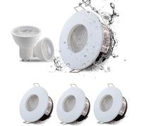 Sweier Bianco Faretti Incasso IP65 6000k Luce bianca Fredda, Impermeabile Downlight da Incasso 5W LED equivalente 50W a incandescenza, per Bagno, 68mm cut-out, Set di 4, Inclusa Presa GU10