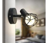 Sweier E14 Applique orientabile, plafoniera retrò a 1 via, faretto da soffitto a gabbia metallica girevole, per interni, cucina, soggiorno, camera da letto, applique vintage (lampadina non inclusa)